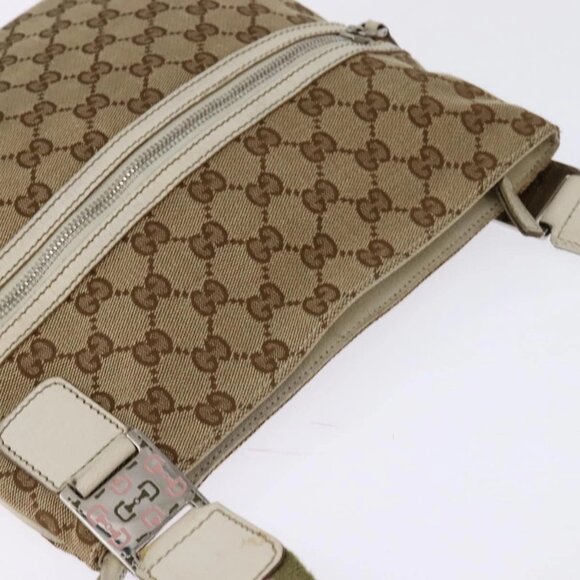 GUCCI GG Canvas Shoulder Bag Beige Silver - Picture 6 of 15